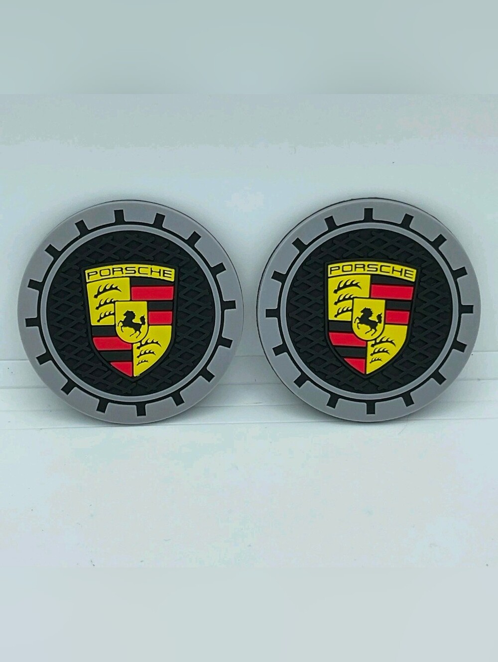 Porsche Car Cup Coasters in Black and Gray Set of 2 NWT